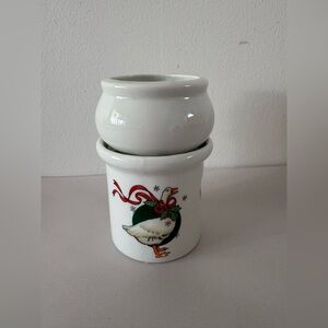 Vintage Christmas Goose Ceramic Tea Lite Wax Warmer Holiday Goose Decor Tart Pot